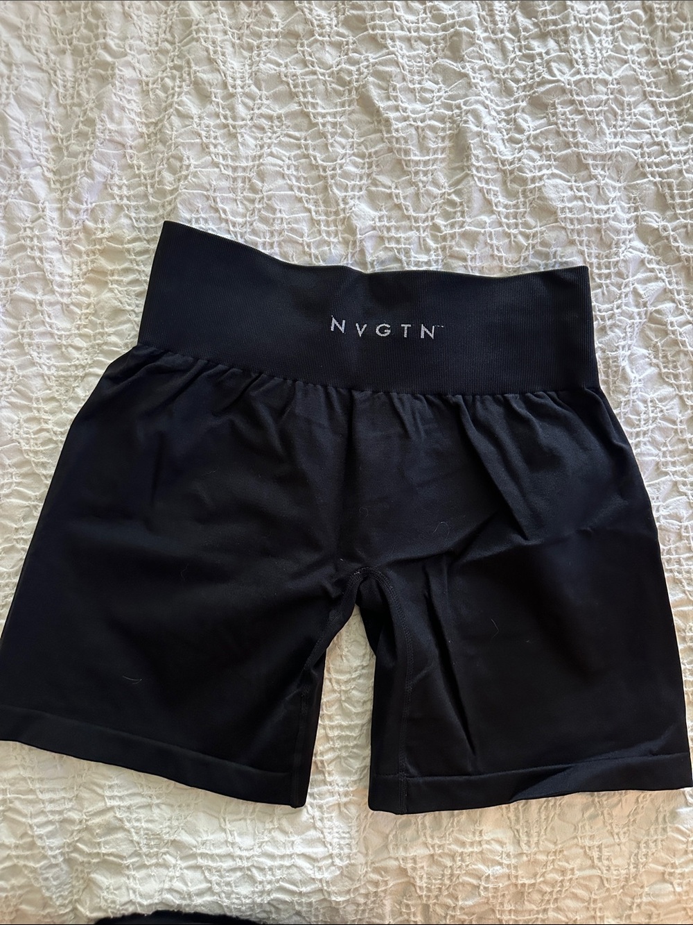 NVGTN Black High-Waist Bike Shorts with Logo